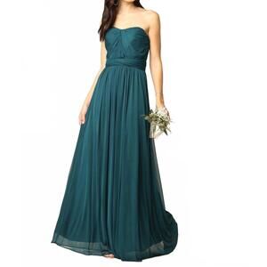 NEW EVA off the shoulder gown in hunter green